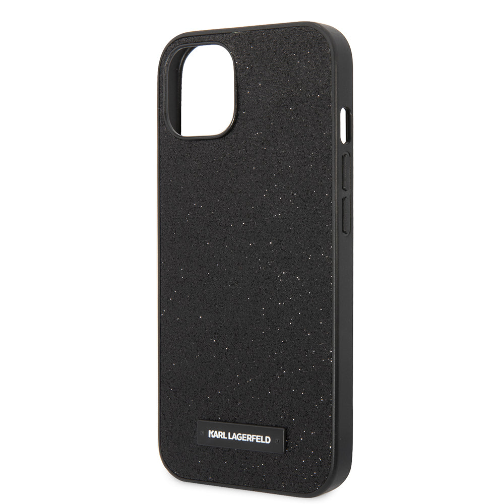 Калъф за Apple iPhone 14 Plus, Karl Lagerfeld, Glitter Plaque Logo, Черен
