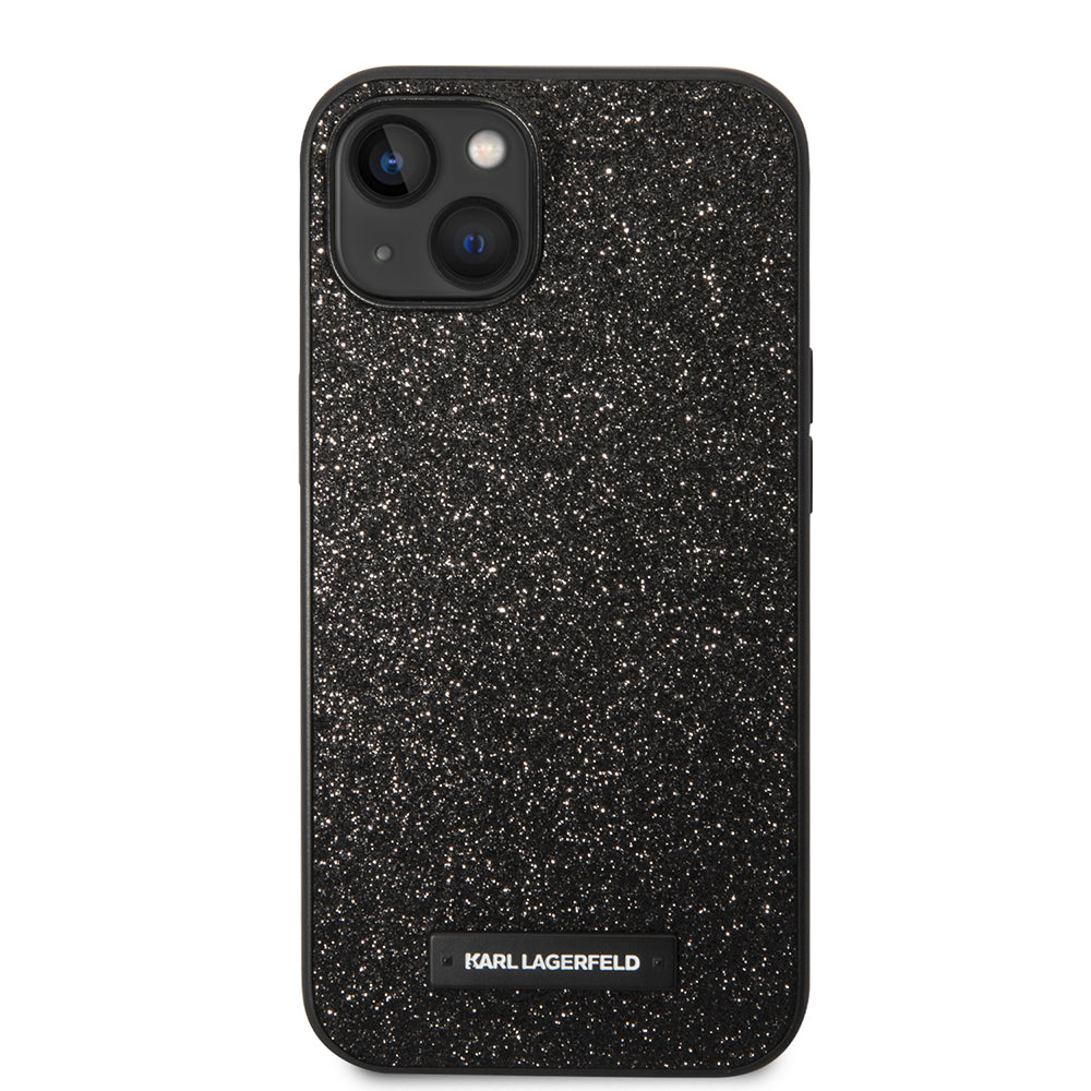 Калъф за Apple iPhone 14 Plus, Karl Lagerfeld, Glitter Plaque Logo, Черен