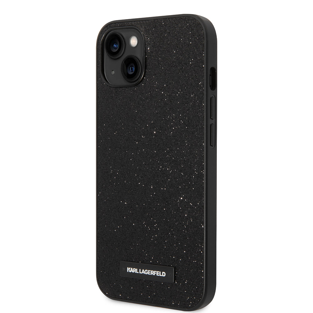 Калъф за Apple iPhone 14 Plus, Karl Lagerfeld, Glitter Plaque Logo, Черен