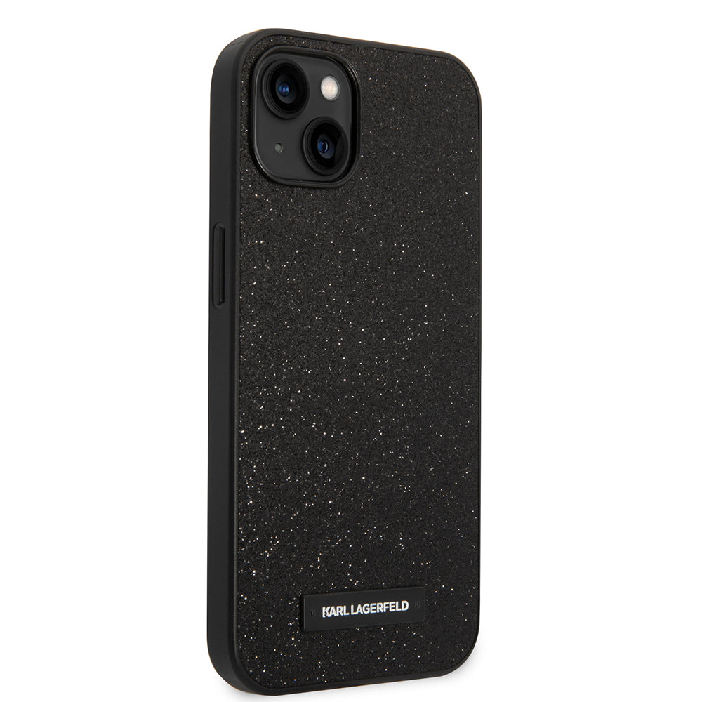Калъф за Apple iPhone 14 Plus, Karl Lagerfeld, Glitter Plaque Logo, Черен