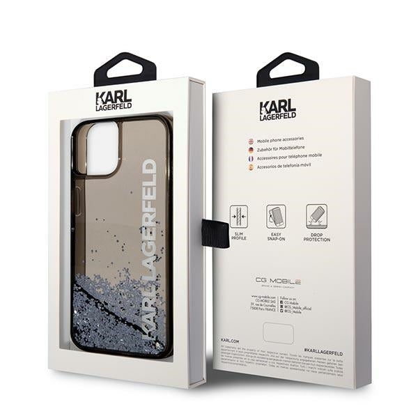 Калъф за Apple iPhone 14 Plus, Karl Lagerfeld, Liquid Glitter KL Logo, Черен
