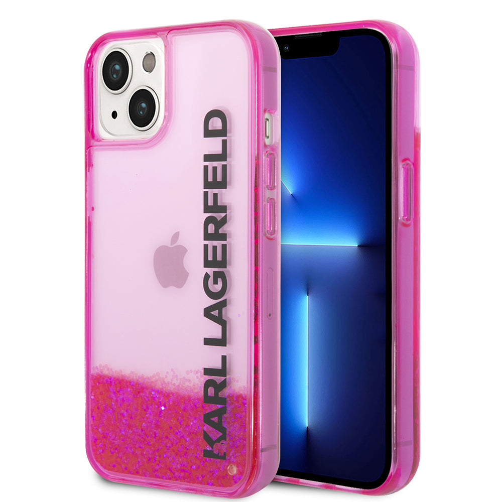 Калъф за Apple iPhone 14 Plus, Karl Lagerfeld, Liquid Glitter KL Logo, Розов
