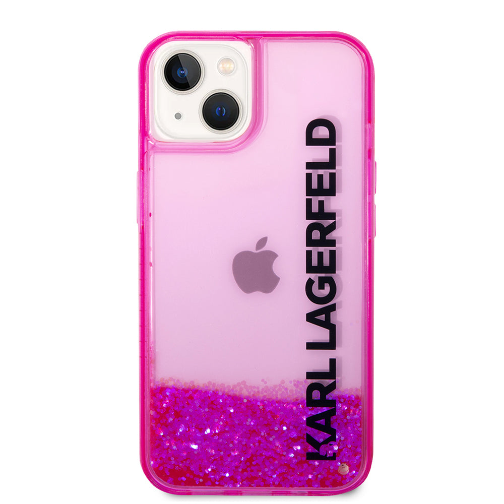 Калъф за Apple iPhone 14 Plus, Karl Lagerfeld, Liquid Glitter KL Logo, Розов
