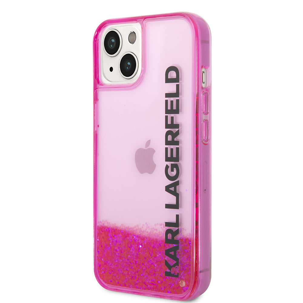 Калъф за Apple iPhone 14 Plus, Karl Lagerfeld, Liquid Glitter KL Logo, Розов