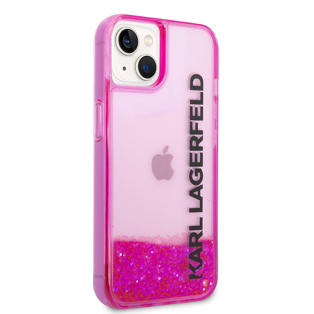 Калъф за Apple iPhone 14 Plus, Karl Lagerfeld, Liquid Glitter KL Logo, Розов