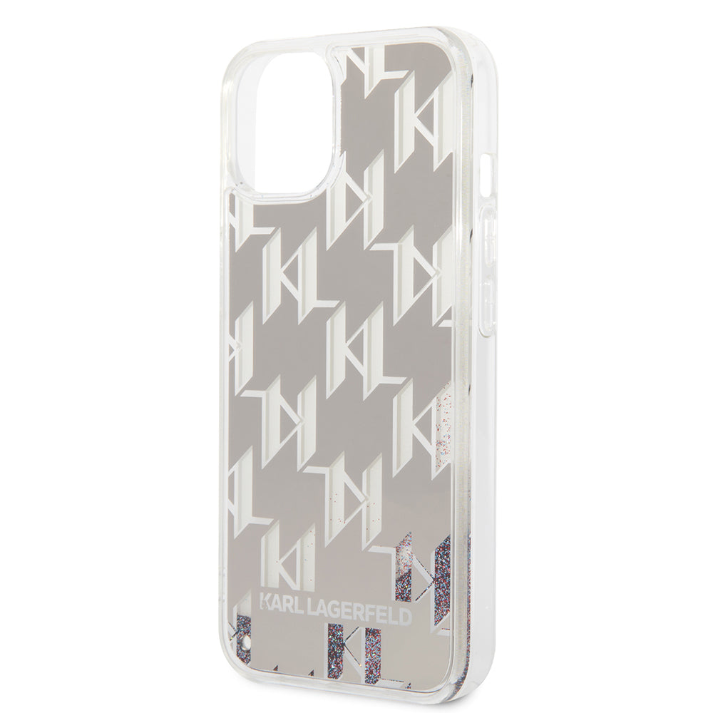 Калъф за Apple iPhone 14 Plus, Karl Lagerfeld, Liquid Glitter Monogram, Сребрист
