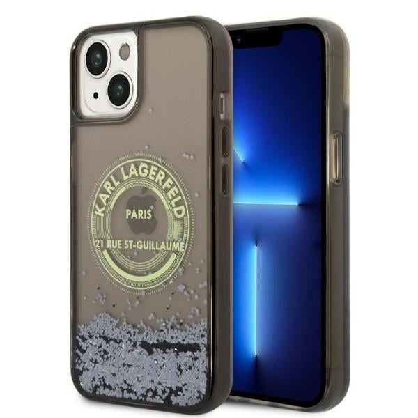Калъф за Apple iPhone 14 Plus, Karl Lagerfeld, Liquid Glitter RSG, Черен