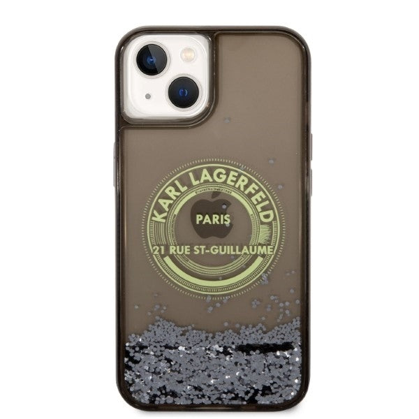 Калъф за Apple iPhone 14 Plus, Karl Lagerfeld, Liquid Glitter RSG, Черен