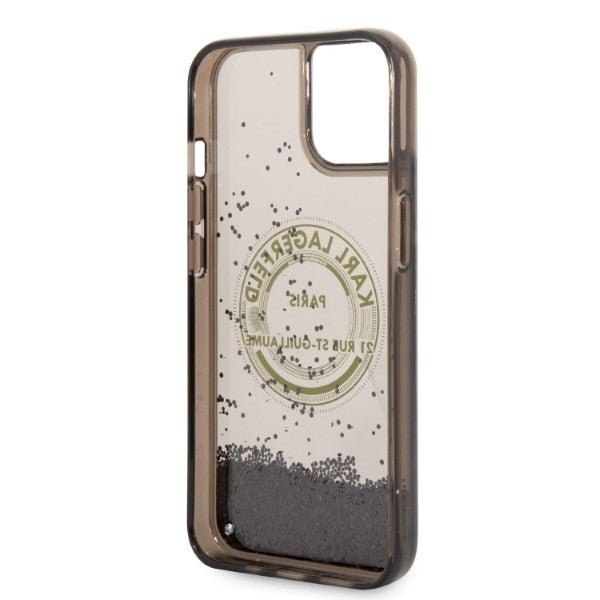 Калъф за Apple iPhone 14 Plus, Karl Lagerfeld, Liquid Glitter RSG, Черен