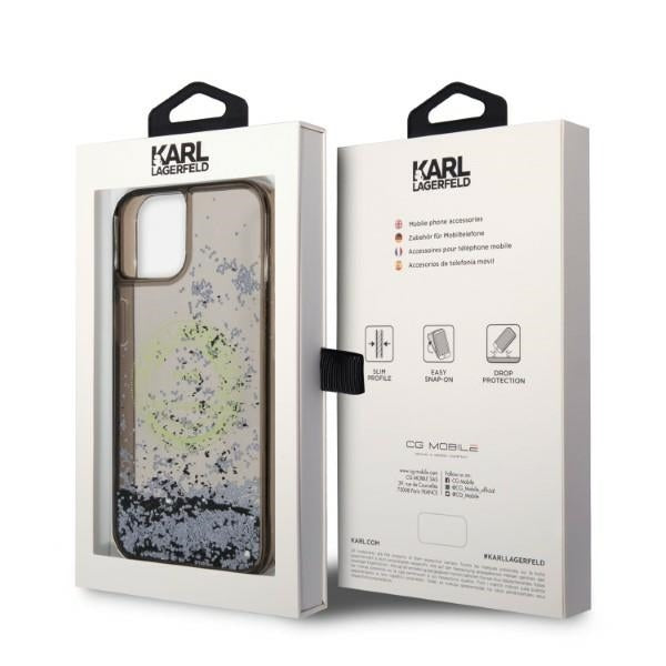 Калъф за Apple iPhone 14 Plus, Karl Lagerfeld, Liquid Glitter RSG, Черен
