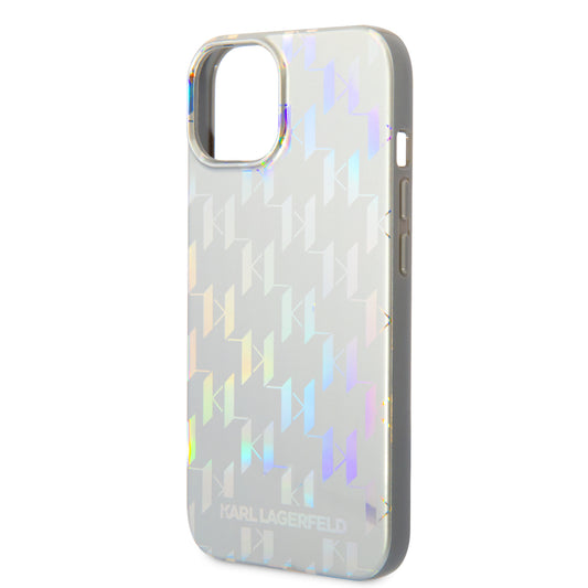 Case for Apple iPhone 14 Plus, Karl Lagerfeld, Monogram Iridescent, Silver