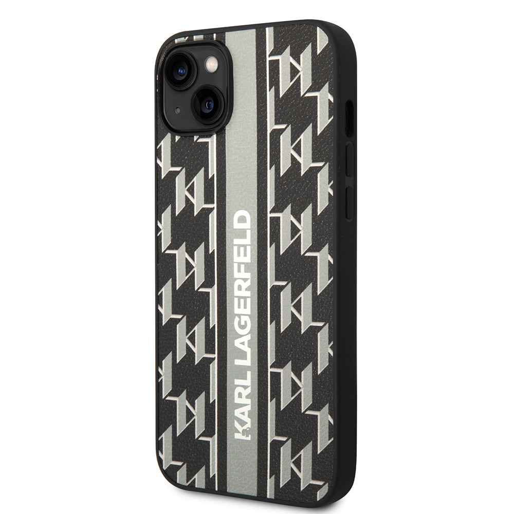 Калъф за Apple iPhone 14 Plus, Karl Lagerfeld, Monogram Stripe, Сив