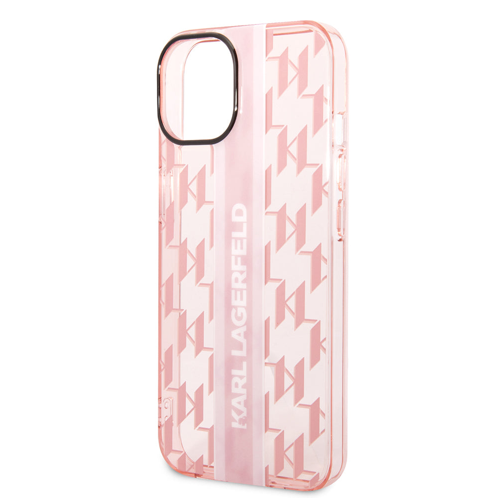 Калъф за Apple iPhone 14 Plus, Karl Lagerfeld, Monogram Stripe, Розов