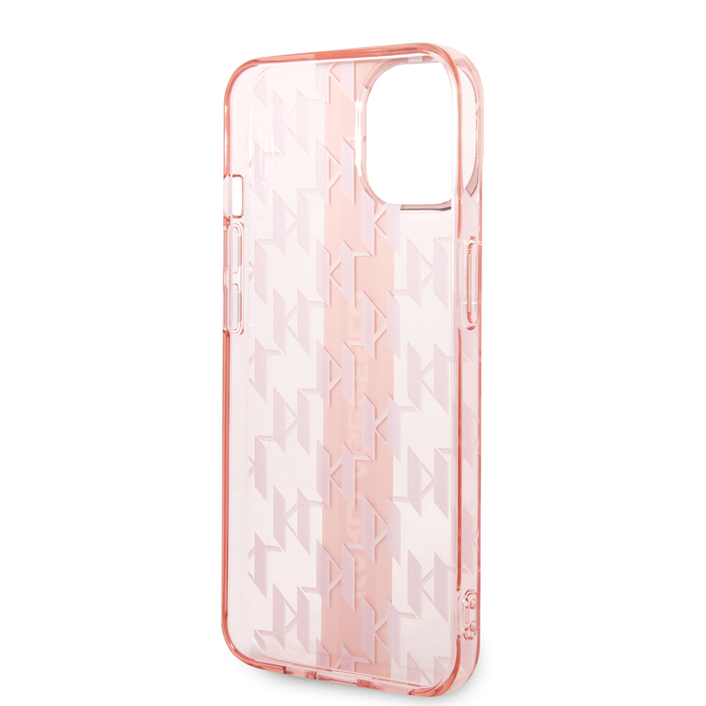 Калъф за Apple iPhone 14 Plus, Karl Lagerfeld, Monogram Stripe, Розов