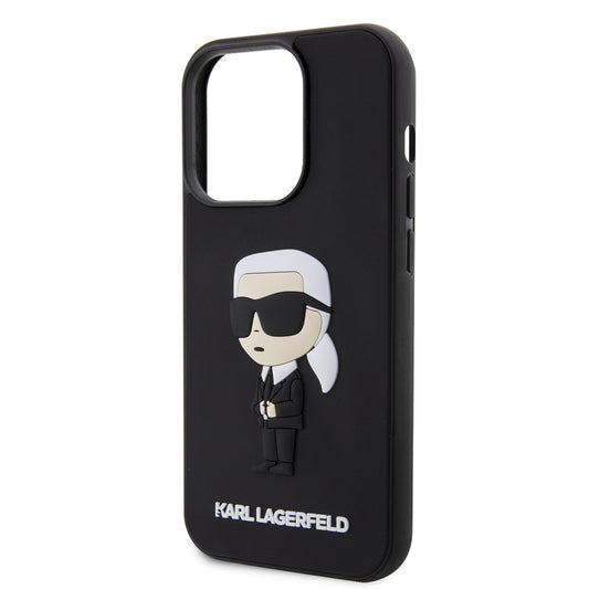 Калъф за Apple iPhone 14 Pro, Karl Lagerfeld, 3D Rubber Ikonik Karl, Черен