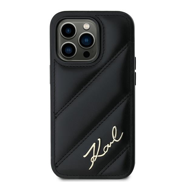 Калъф за Apple iPhone 14 Pro, Karl Lagerfeld, Diagonal Quilted Script, Черен
