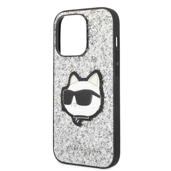 Калъф за Apple iPhone 14 Pro, Karl Lagerfeld, Glitter Choupette Patch, Сребрист