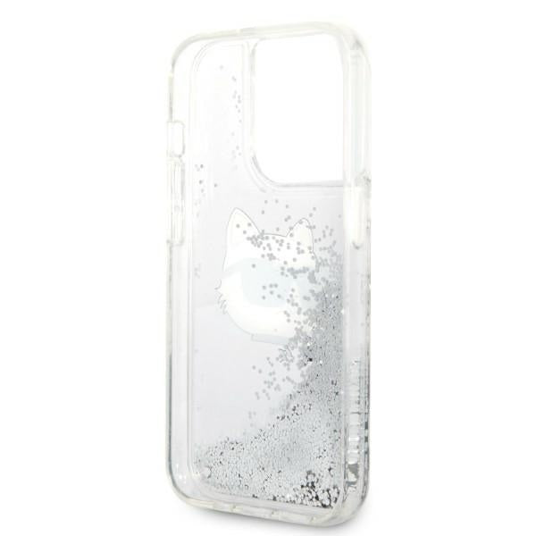 Калъф за Apple iPhone 14 Pro, Karl Lagerfeld, Glitter Choupette's Head, Сребрист