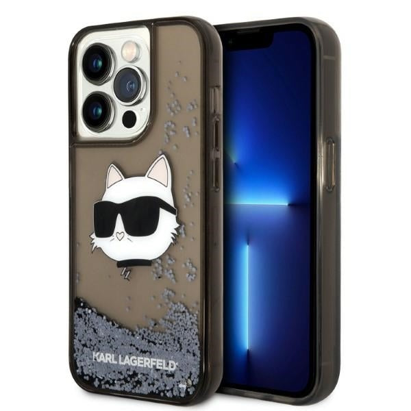 Калъф за Apple iPhone 14 Pro, Karl Lagerfeld, Glitter Choupette's Head, Черен