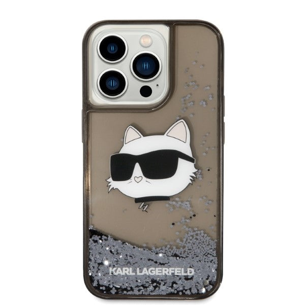 Калъф за Apple iPhone 14 Pro, Karl Lagerfeld, Glitter Choupette's Head, Черен