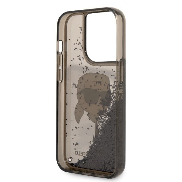 Калъф за Apple iPhone 14 Pro, Karl Lagerfeld, Glitter Karl's Head, Черен