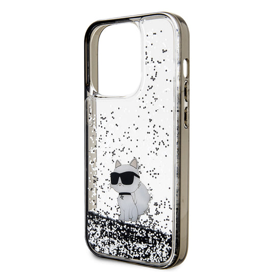 Калъф за Apple iPhone 14 Pro, Karl Lagerfeld, Liquid Glitter Choupette, Прозрачен