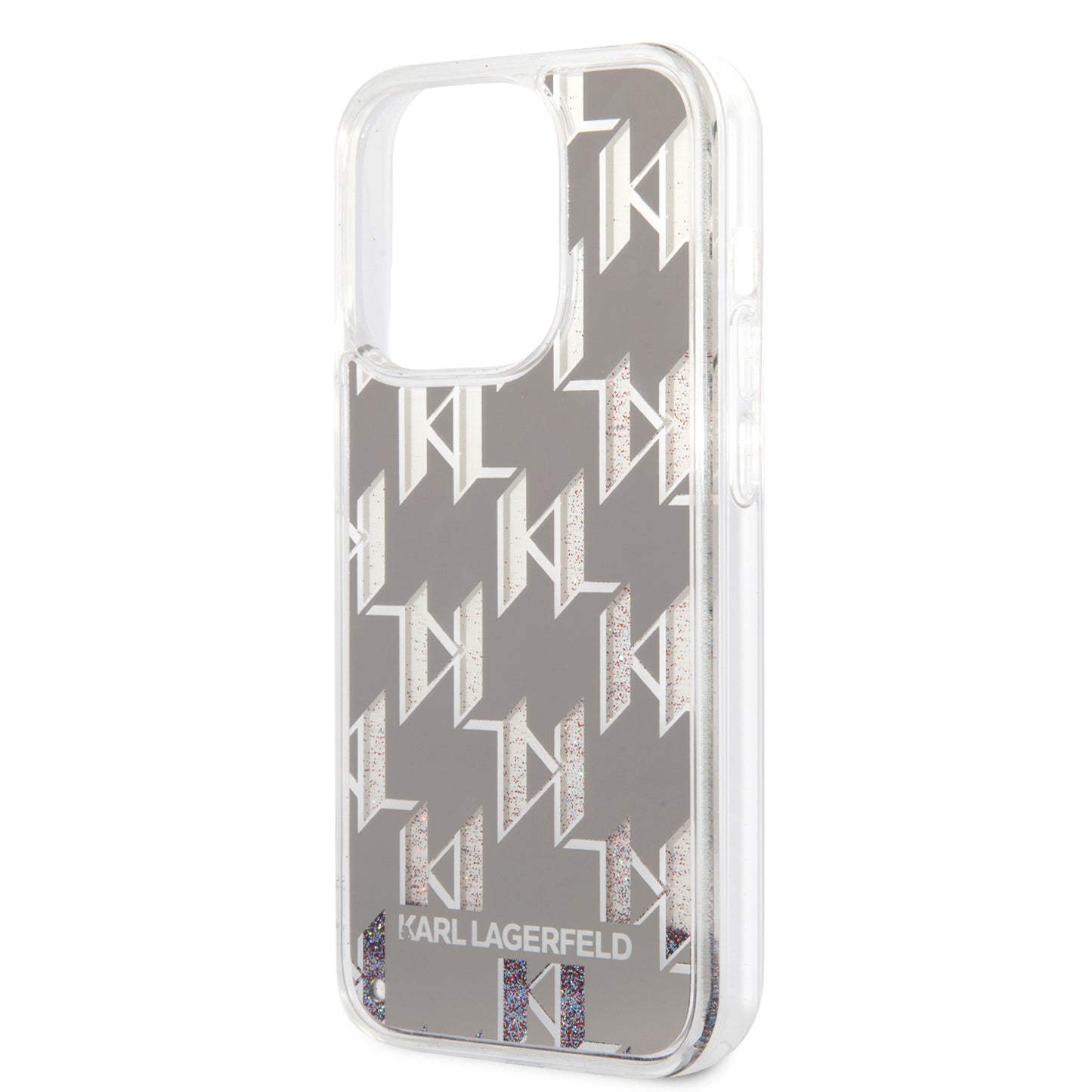 Калъф за Apple iPhone 14 Pro, Karl Lagerfeld, Liquid Glitter Monogram, Сребрист