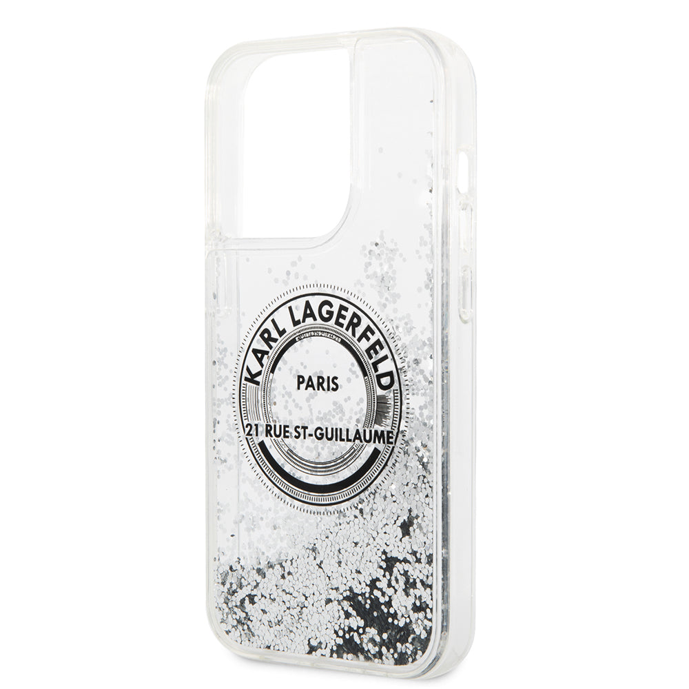 Калъф за Apple iPhone 14 Pro, Karl Lagerfeld, Liquid Glitter RSG, Сребрист