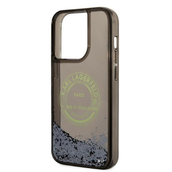 Калъф за Apple iPhone 14 Pro, Karl Lagerfeld, Liquid Glitter RSG, Черен