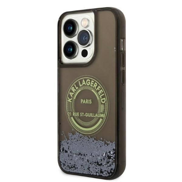 Калъф за Apple iPhone 14 Pro, Karl Lagerfeld, Liquid Glitter RSG, Черен