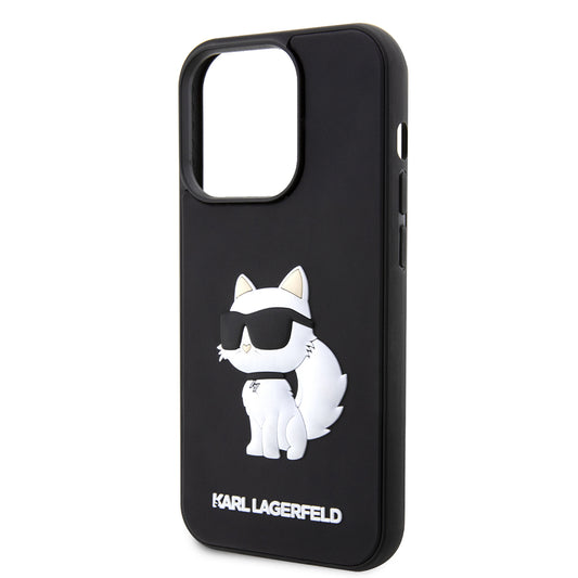 Калъф за Apple iPhone 14 Pro Max, Karl Lagerfeld, 3D Rubber Choupette, Черен
