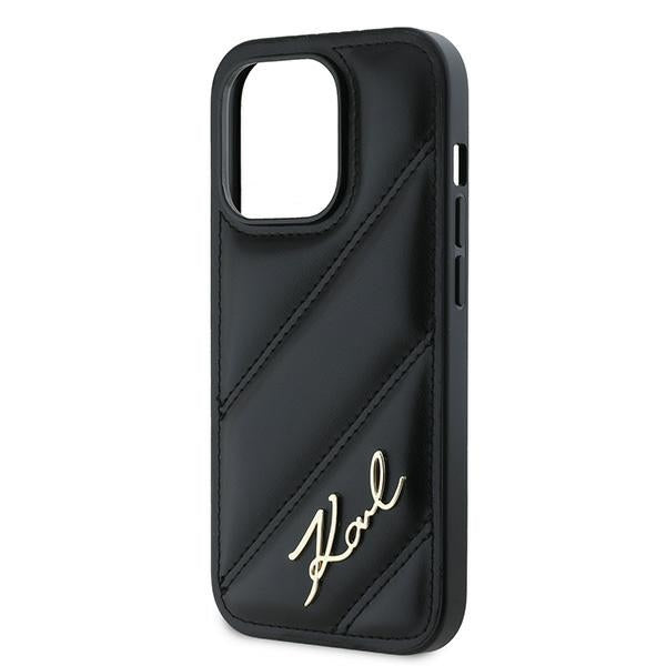 Калъф за Apple iPhone 14 Pro Max, Karl Lagerfeld, Diagonal Quilted Script, Черен