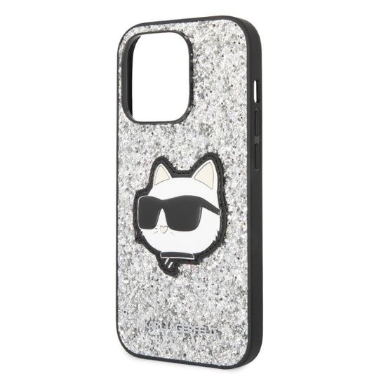 Калъф за Apple iPhone 14 Pro Max, Karl Lagerfeld, Glitter Choupette Patch, Сребрист