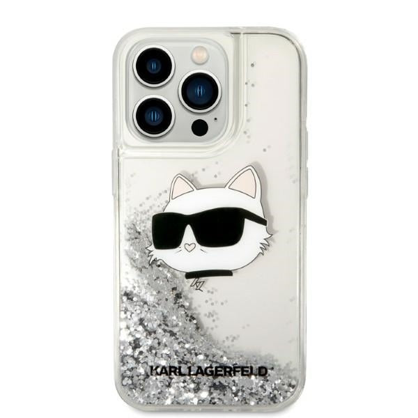 Калъф за Apple iPhone 14 Pro Max, Karl Lagerfeld, Glitter Choupette's Head, Сребрист