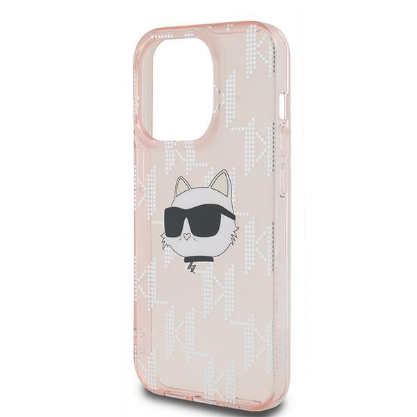 Калъф за Apple iPhone 14 Pro Max, Karl Lagerfeld, IML Luxury Monogram Choupette's Head, Розов