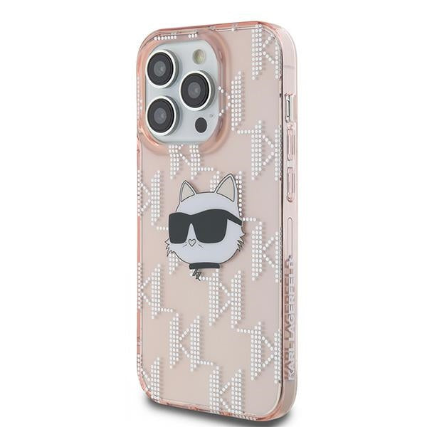 Калъф за Apple iPhone 14 Pro Max, Karl Lagerfeld, IML Luxury Monogram Choupette's Head, Розов
