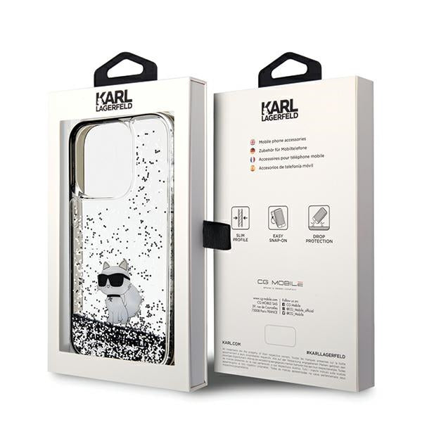 Калъф за Apple iPhone 14 Pro Max, Karl Lagerfeld, Liquid Glitter Choupette, Прозрачен