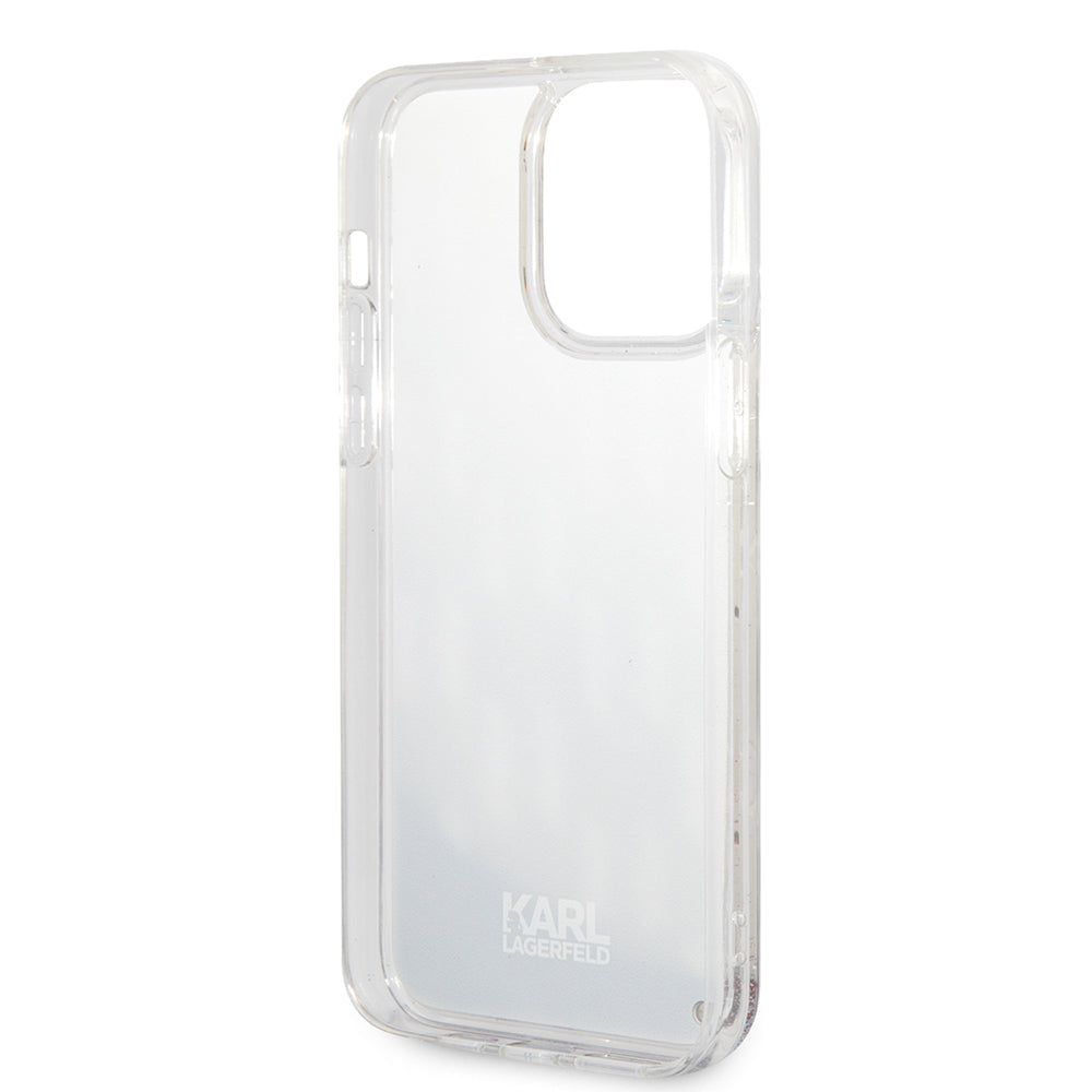 Калъф за Apple iPhone 14 Pro Max, Karl Lagerfeld, Liquid Glitter Monogram, Сребрист