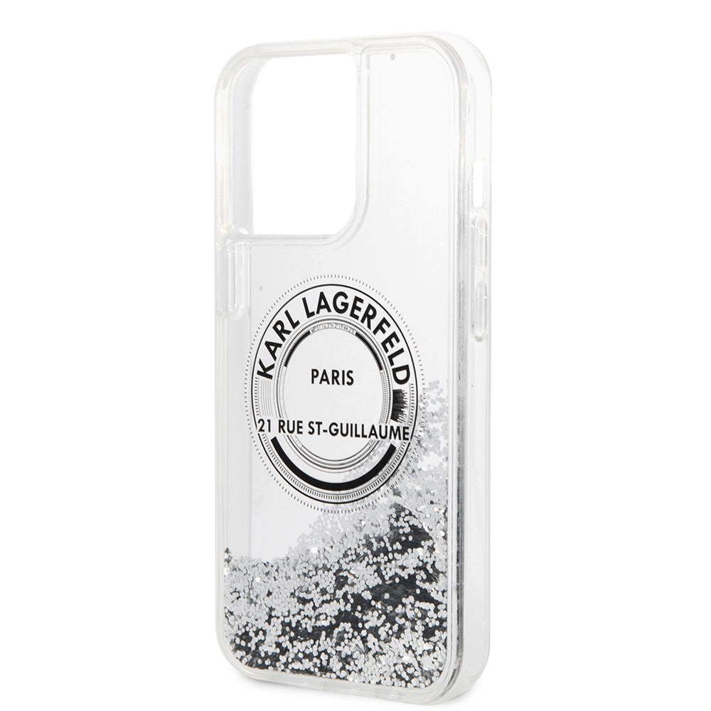 Калъф за Apple iPhone 14 Pro Max, Karl Lagerfeld, Liquid Glitter RSG, Сребрист