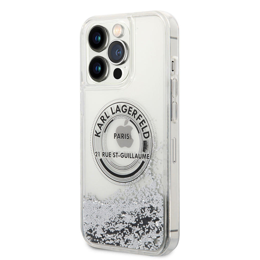 Калъф за Apple iPhone 14 Pro Max, Karl Lagerfeld, Liquid Glitter RSG, Сребрист