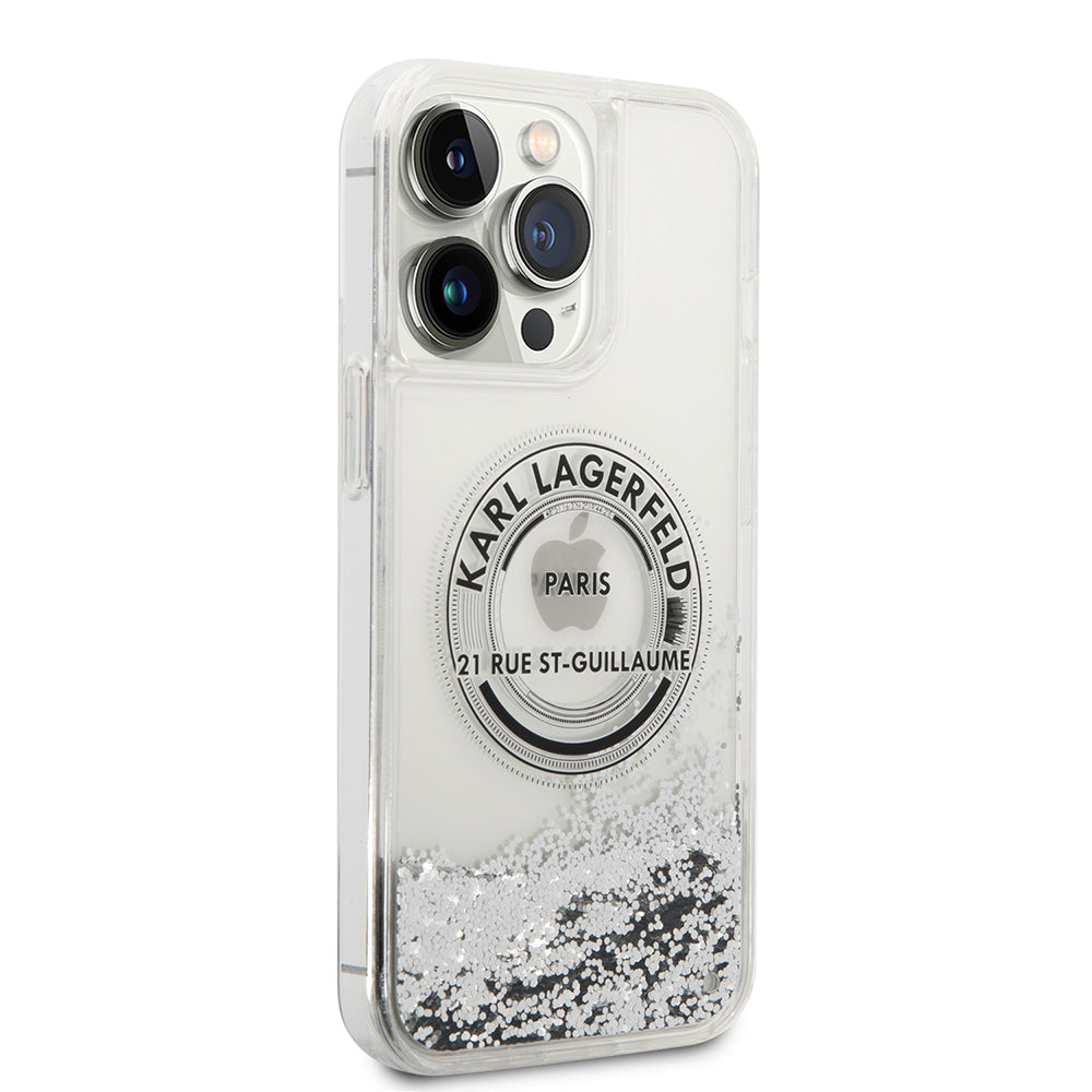 Калъф за Apple iPhone 14 Pro Max, Karl Lagerfeld, Liquid Glitter RSG, Сребрист