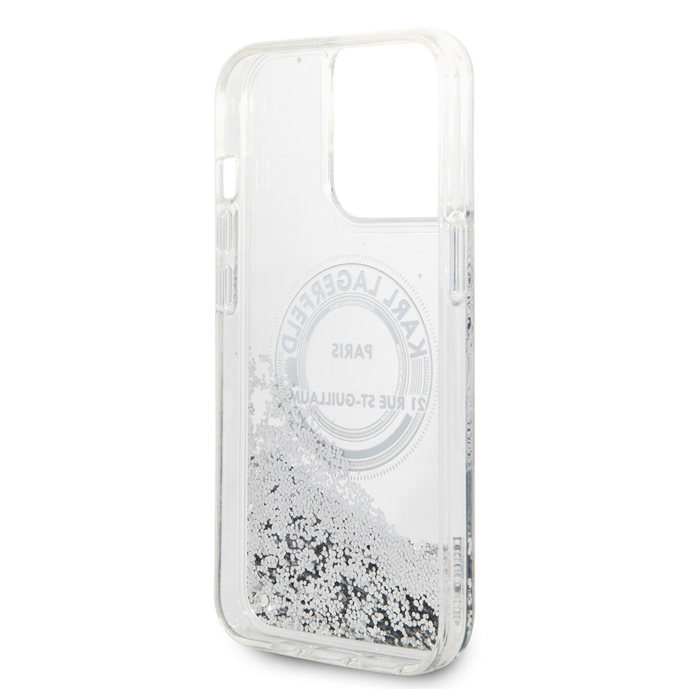 Калъф за Apple iPhone 14 Pro Max, Karl Lagerfeld, Liquid Glitter RSG, Сребрист