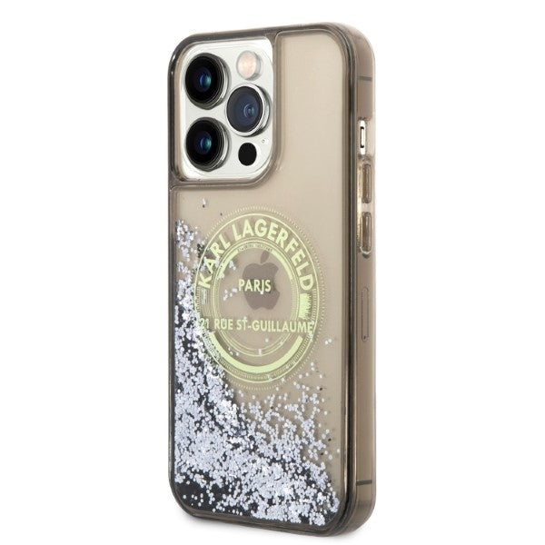 Калъф за Apple iPhone 14 Pro Max, Karl Lagerfeld, Liquid Glitter RSG, Черен