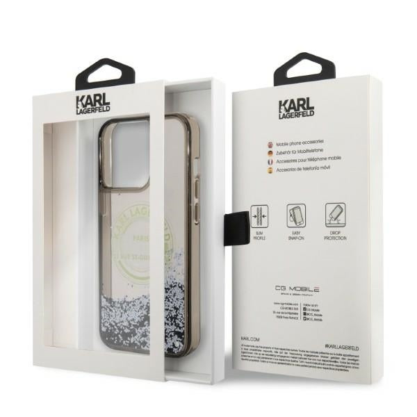 Калъф за Apple iPhone 14 Pro Max, Karl Lagerfeld, Liquid Glitter RSG, Черен