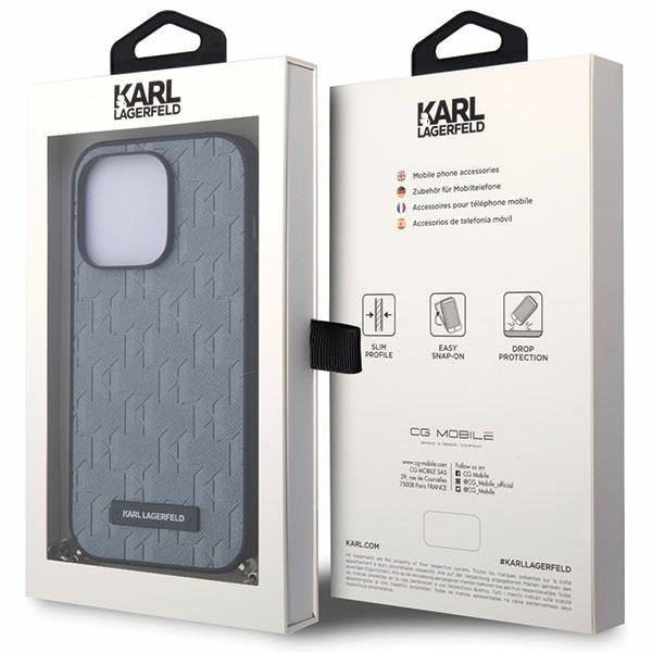 Калъф за Apple iPhone 14 Pro Max, Karl Lagerfeld, Saffiano Monogram Chain, Сребрист