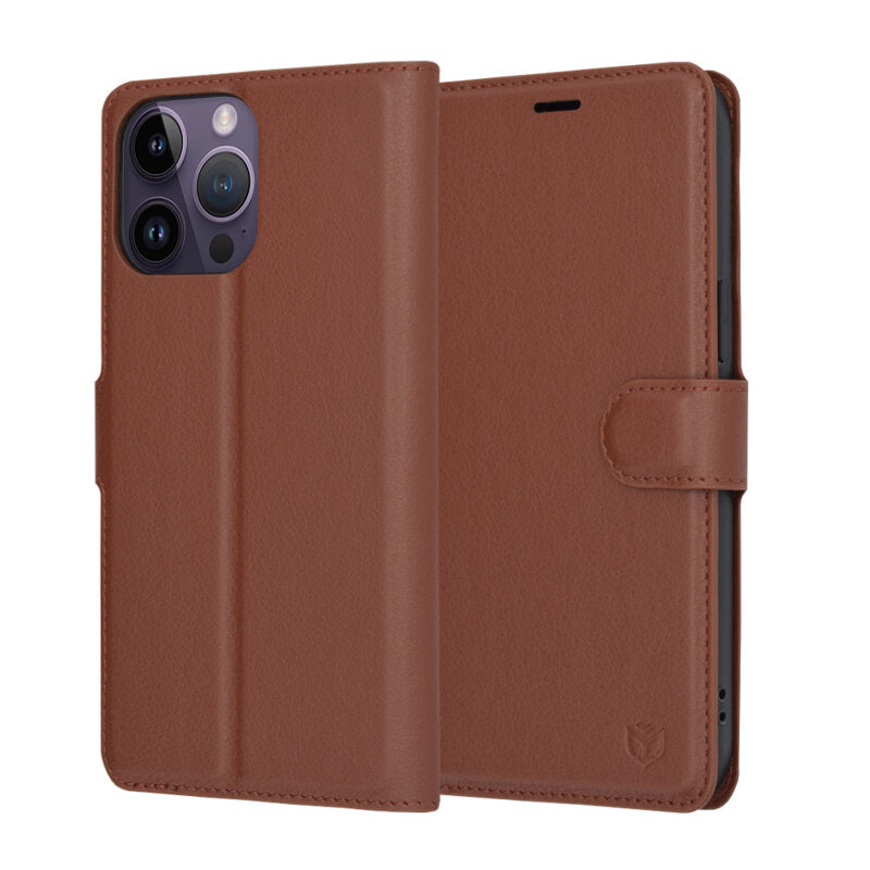 Калъф за Apple iPhone 14 Pro Max, Techsuit, Leather Folio, Кафяв