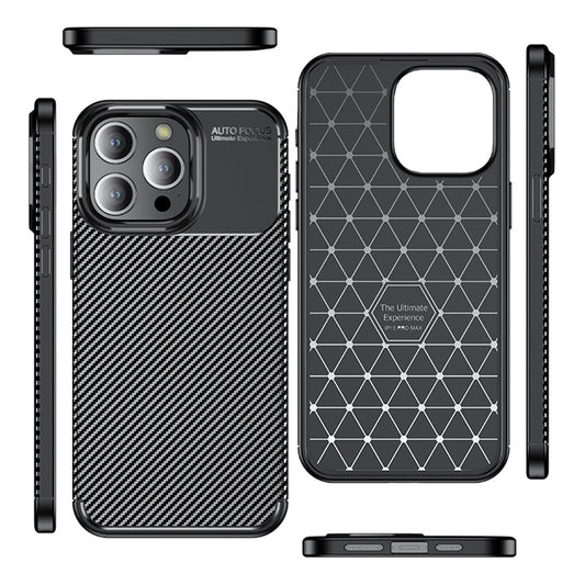 Калъф за Apple iPhone 14 Pro, Techsuit, CarbonFiber, Черен