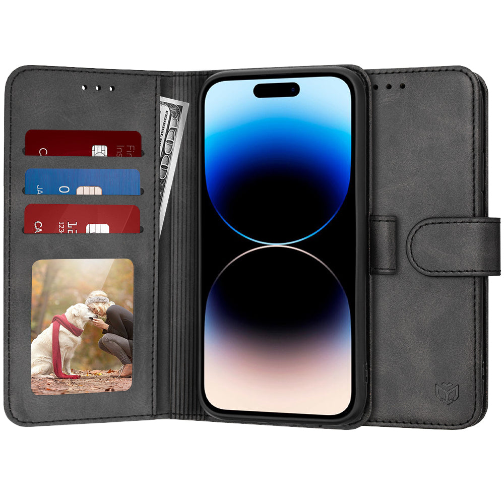 Калъф за Apple iPhone 14 Pro, Techsuit, Diary Book, Черен