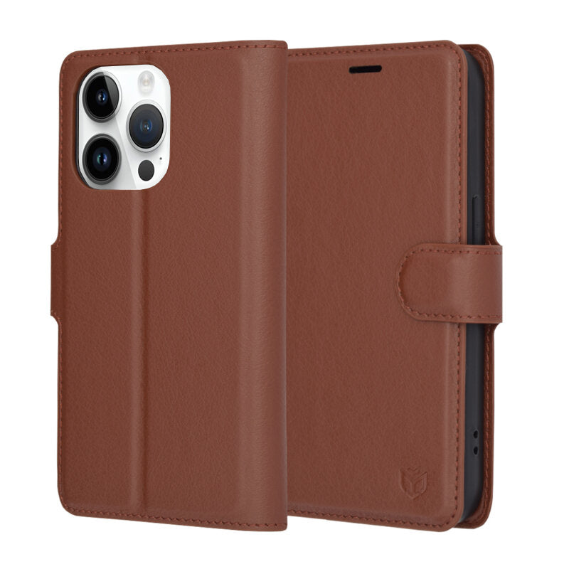 Калъф за Apple iPhone 14 Pro, Techsuit, Leather Folio, Кафяв