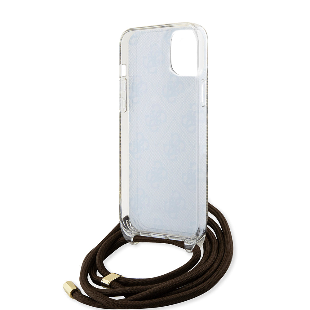 Калъф за Apple iPhone 15, Guess, 4G IML Printed Crossbody, Кафяв